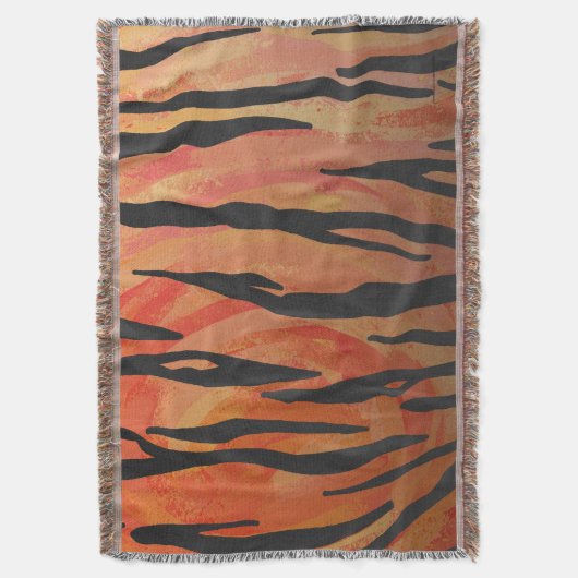 Tiger Hot orange und Black Print Decke (Vorderseite Vertikal)