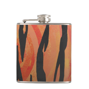 Tiger Hot orange und Black Print Flachmann