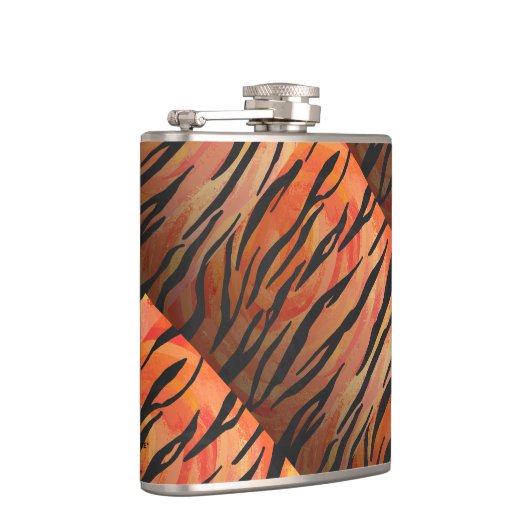 Tiger Hot orange und Black Print Flachmann (Rechts)