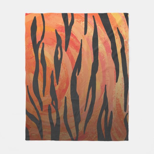 Tiger Hot orange und Black Print Fleecedecke (Vorderseite)