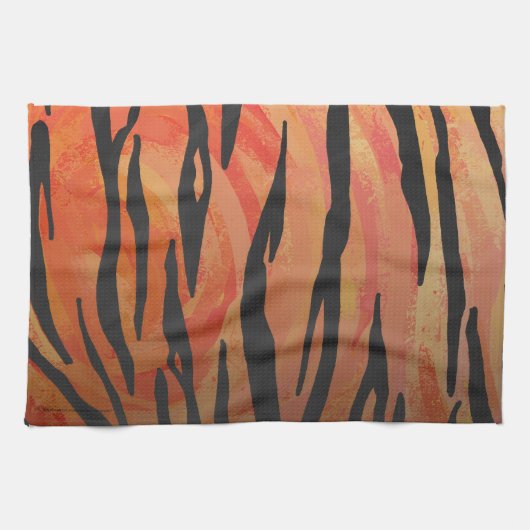 Tiger Hot orange und Black Print Geschirrtuch (Horizontal)