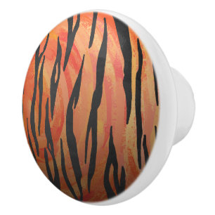 Tiger Hot orange und Black Print Keramikknauf