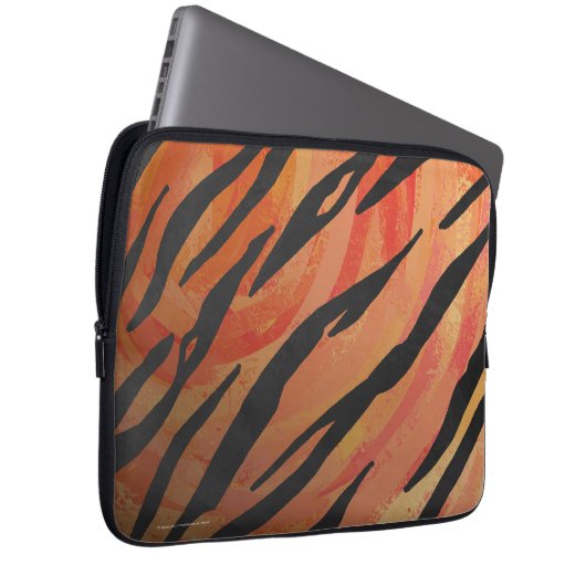 Tiger Hot orange und Black Print Laptopschutzhülle (Vorne Rechts)