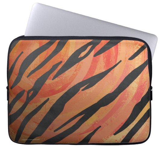 Tiger Hot orange und Black Print Laptopschutzhülle (Vorderseite)