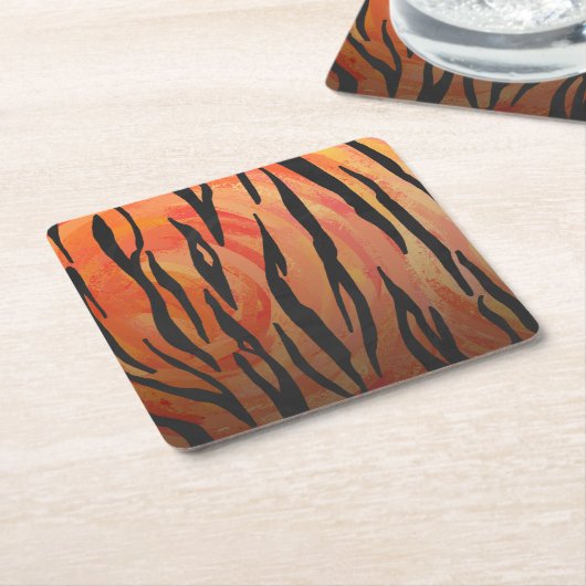 Tiger Hot orange und Black Print Rechteckiger Pappuntersetzer (angewinkelt)