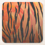 Tiger Hot orange und Black Print Rechteckiger Pappuntersetzer (Vorderseite)