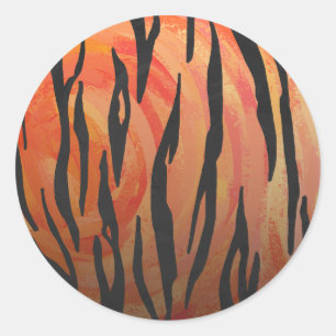 Tiger Hot orange und Black Print Runder Aufkleber