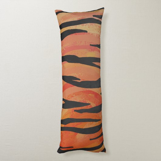 Tiger Hot orange und Black Print Seitenschläferkissen (Rückseite (Vertikal))