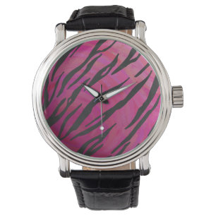 Tiger Hot Pink und Black Print Armbanduhr