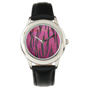 Tiger Hot Pink und Black Print Armbanduhr