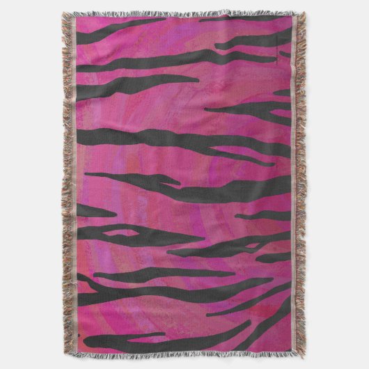 Tiger Hot Pink und Black Print Decke (Vorderseite Vertikal)