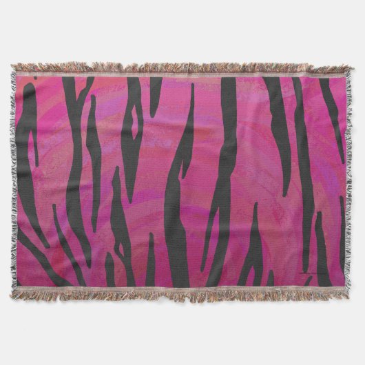 Tiger Hot Pink und Black Print Decke (Vorderseite)
