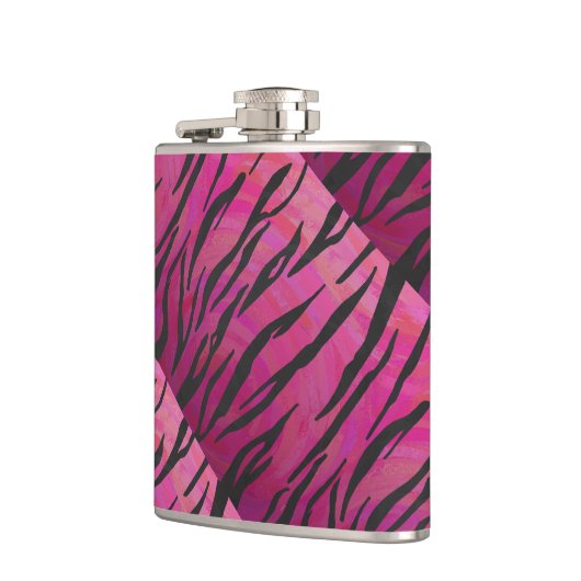 Tiger Hot Pink und Black Print Flachmann (Links)