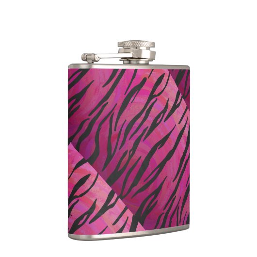 Tiger Hot Pink und Black Print Flachmann (Rechts)