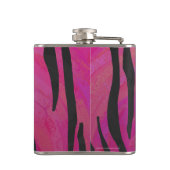 Tiger Hot Pink und Black Print Flachmann (Rückseite)