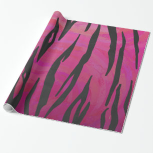 Tiger Hot Pink und Black Print Geschenkpapier