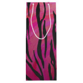 Tiger Hot Pink und Black Print Geschenktüte Für Weinflaschen (Rückseite)