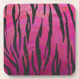 Tiger Hot Pink und Black Print Getränkeuntersetzer
