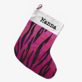 Tiger Hot Pink und Black Print Großer Weihnachtsstrumpf (Vorderansicht (hängend))