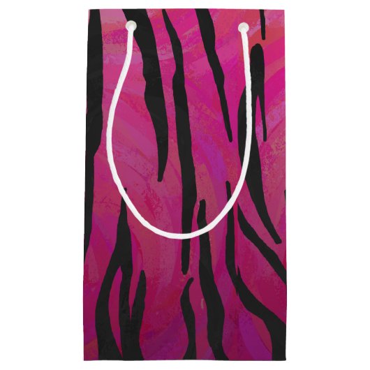 Tiger Hot Pink und Black Print Kleine Geschenktüte (Vorderseite)