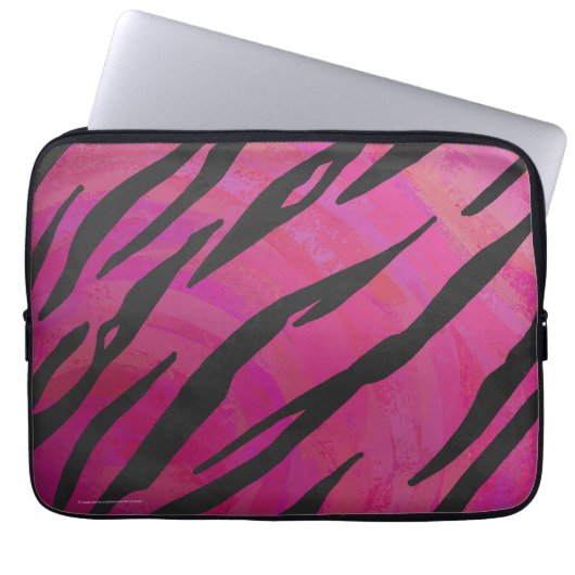 Tiger Hot Pink und Black Print Laptopschutzhülle (Vorderseite)