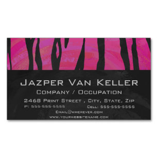Tiger Hot Pink und Black Print Magnetische Visitenkarte