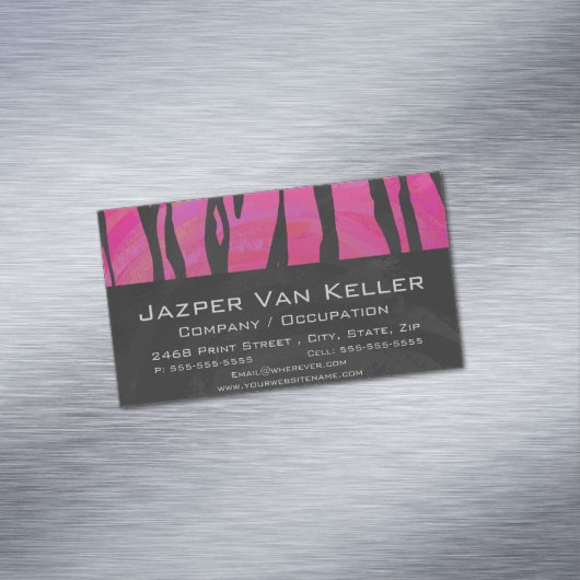 Tiger Hot Pink und Black Print Magnetische Visitenkarte (Beispiel)