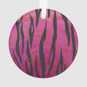Tiger Hot Pink und Black Print Ornament