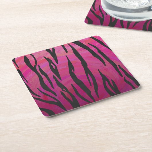 Tiger Hot Pink und Black Print Rechteckiger Pappuntersetzer (angewinkelt)
