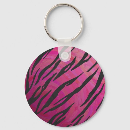 Tiger Hot Pink und Black Print Schlüsselanhänger (Vorderseite)