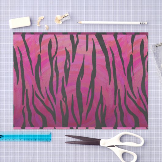 Tiger Hot Pink und Black Print Seidenpapier (Handwerk)