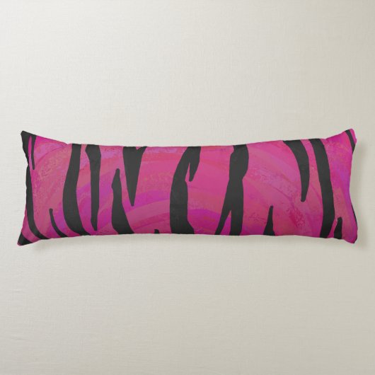 Tiger Hot Pink und Black Print Seitenschläferkissen (Vorderseite)