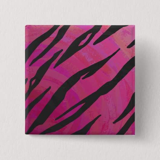 Tiger Hot Pink und Schwarz Druck Button (Vorderseite)