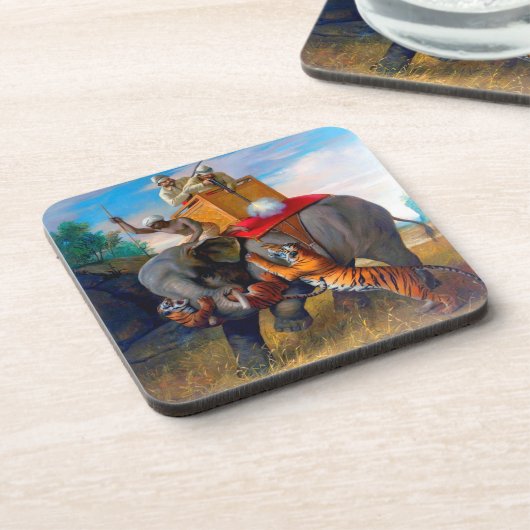 Tiger Hunting Briton Rivière 1920 Getränkeuntersetzer (Linke Seite)