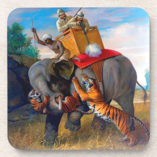 Tiger Hunting Briton Rivière 1920 Getränkeuntersetzer (Vorderseite)