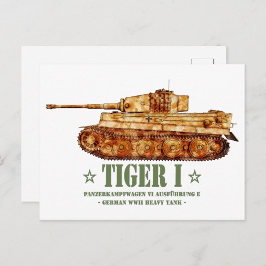 Tiger I. Weltkrieg Zweiter deutscher Panzer Postkarte (Vorne/Hinten)