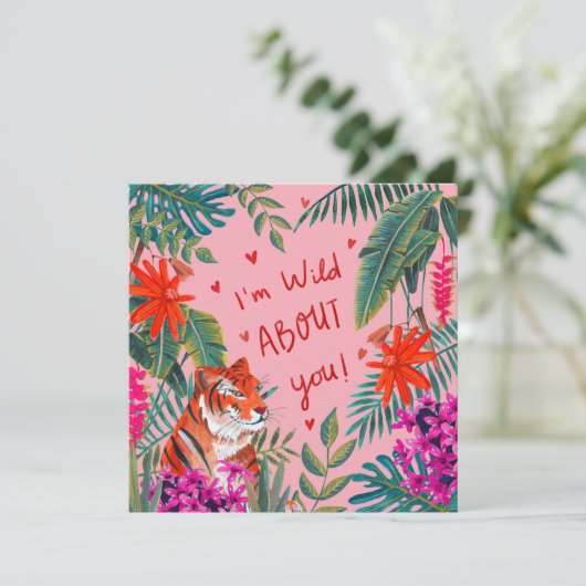 Tiger Ich bin verrückt nach dir pink valentiner Ta Karte (Stehend Vorderseite)