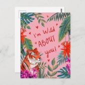 Tiger Ich bin verrückt nach dir pink valentiner Ta Postkarte (Vorne/Hinten)