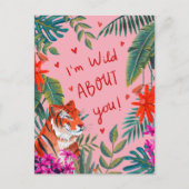 Tiger Ich bin verrückt nach dir pink valentiner Ta Postkarte (Vorderseite)