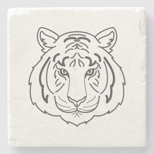 Tiger Illustration Steinuntersetzer (Vorderseite)