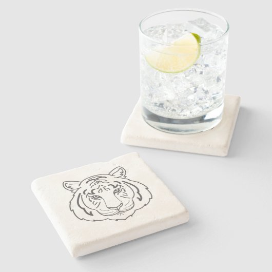 Tiger Illustration Steinuntersetzer (Seitenansicht)