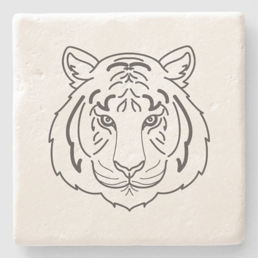 Tiger Illustration Steinuntersetzer (Vorderseite)