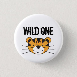 Tiger Illustration Wild one Safari Geburtstagspart Button