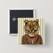 Tiger Im Abendanzug Button (Vorne & Hinten)