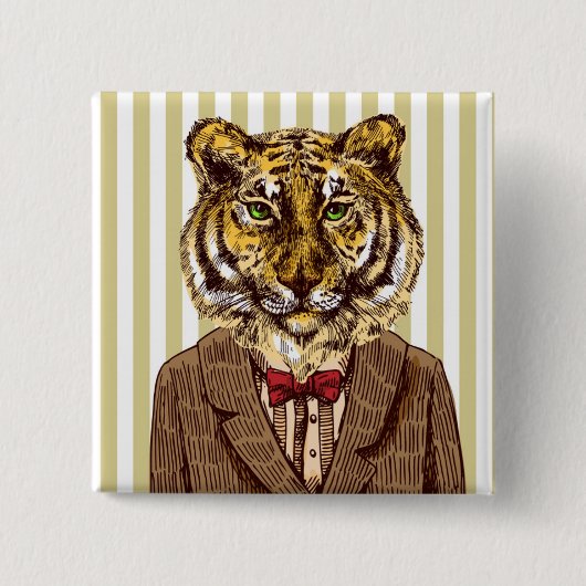 Tiger Im Abendanzug Button (Vorderseite)
