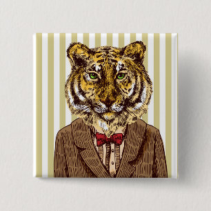 Tiger Im Abendanzug Button