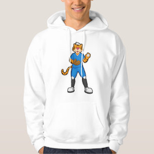 Tiger im Baseball mit Baseballhandschuh & Cap Hoodie
