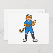 Tiger im Baseball mit Baseballhandschuh & Cap Postkarte (Vorne/Hinten)