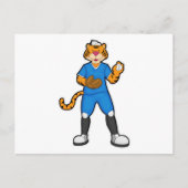 Tiger im Baseball mit Baseballhandschuh & Cap Postkarte (Vorderseite)