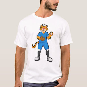 Tiger im Baseball mit Baseballhandschuh & Cap T-Shirt